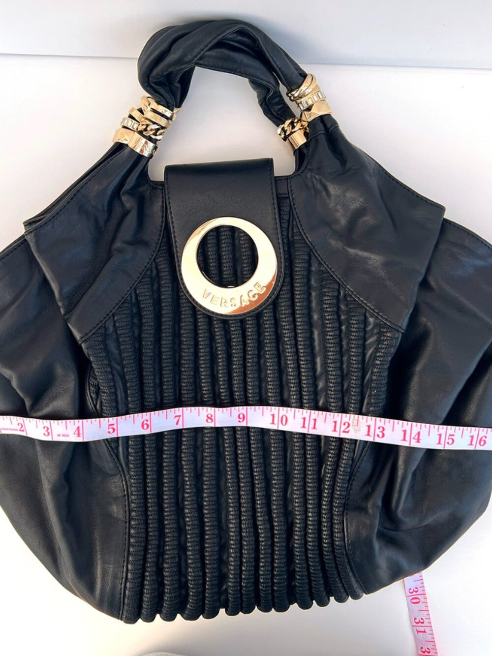 Gorgeous!! Authentic VERSACE Mainline Black Leather Hobo Bag - Picture 12 of 16